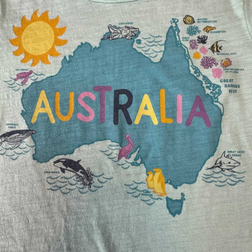 PEEK Australia T-Shirt Girls 3 3T Protect Our Sea Life Barrier Reef Blue Tee - Picture 3 of 5